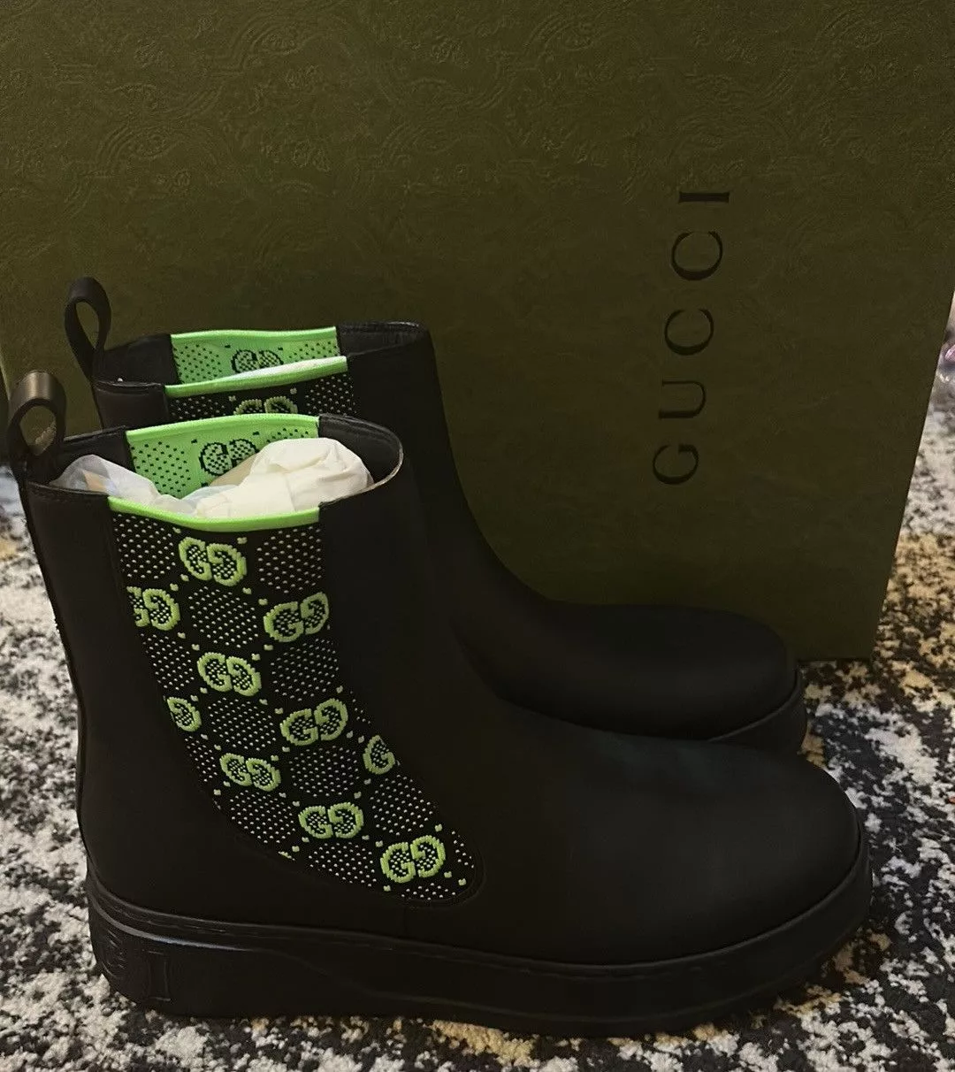 Gucci Boots Gucci Men Boot with GG Jersey size 11 Multi