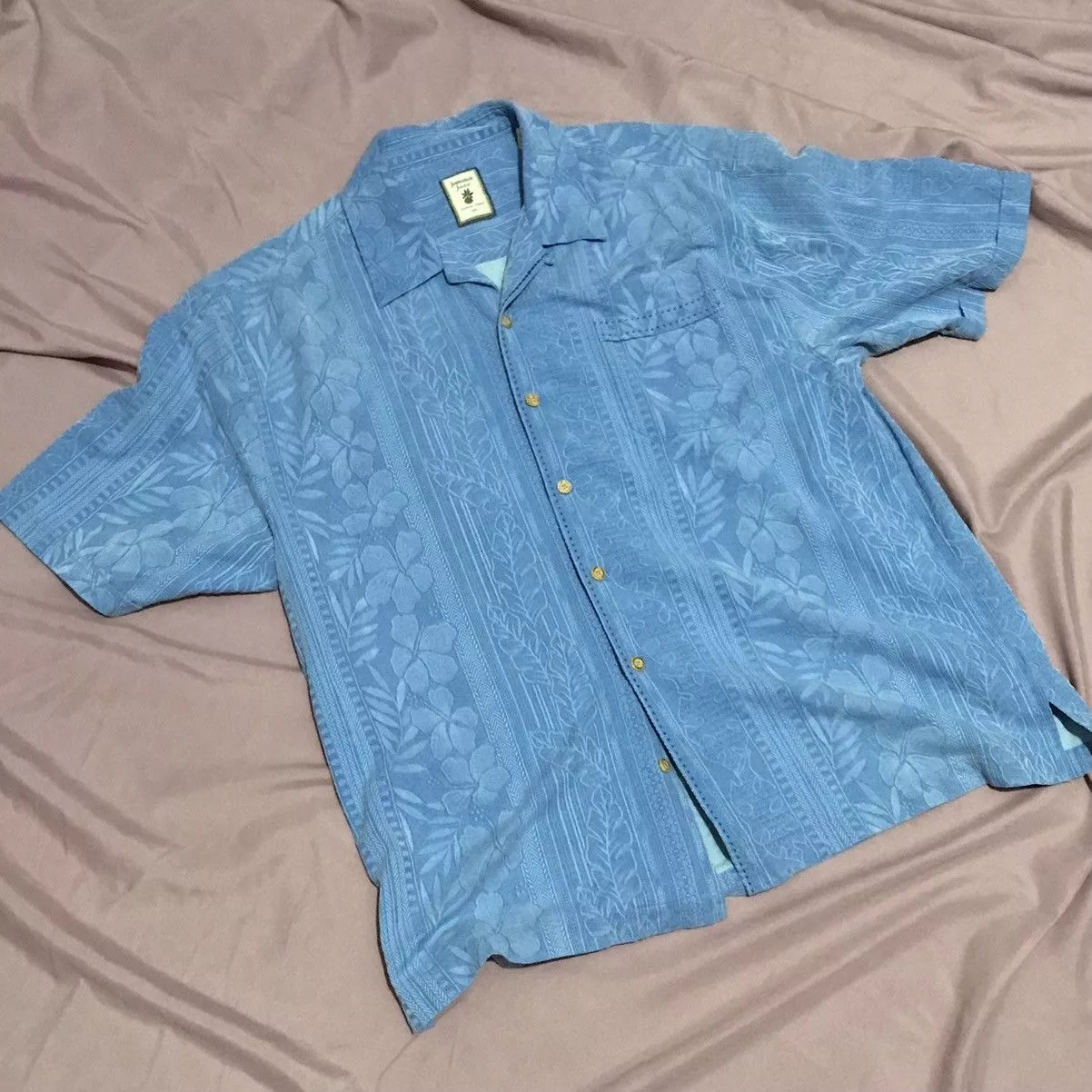 Other Shirts Button Ups Other PURE SILK CUBAN CAMP COLLAR SUMMER BUTTON UP Blue