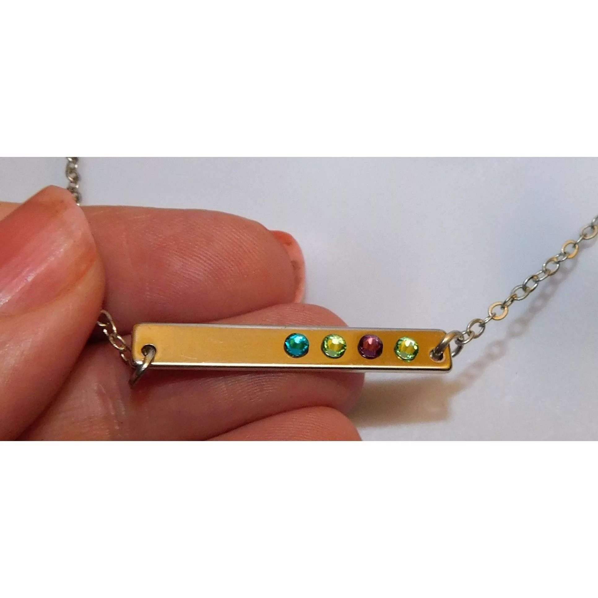Other Necklaces Other Silver Rhinestone Bar Necklace Multi