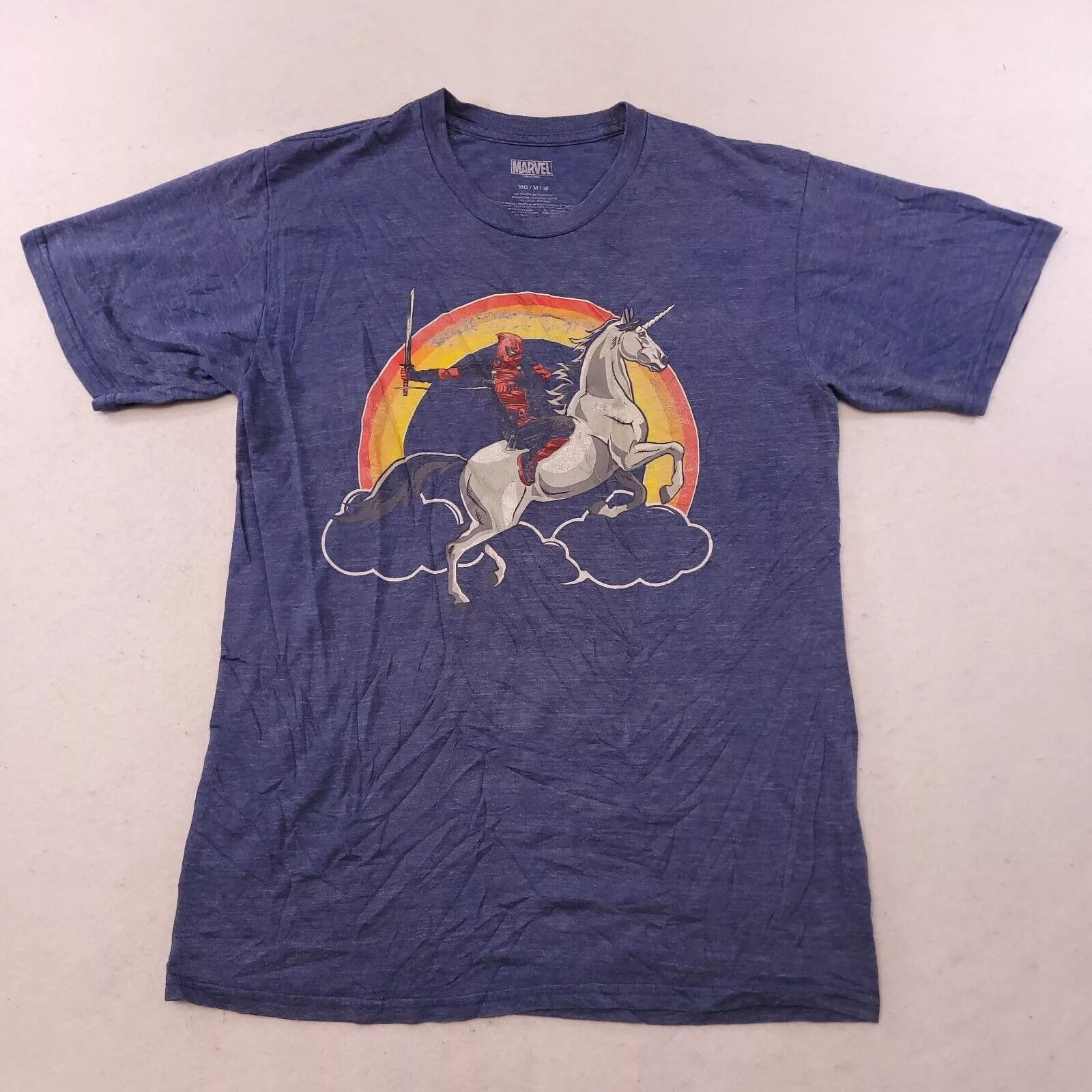 Marvel Comics Short Sleeve T Shirts Marvel Comics Marvel Deadpool Casual Pullover T Shirt Adult Mens Size M Blue