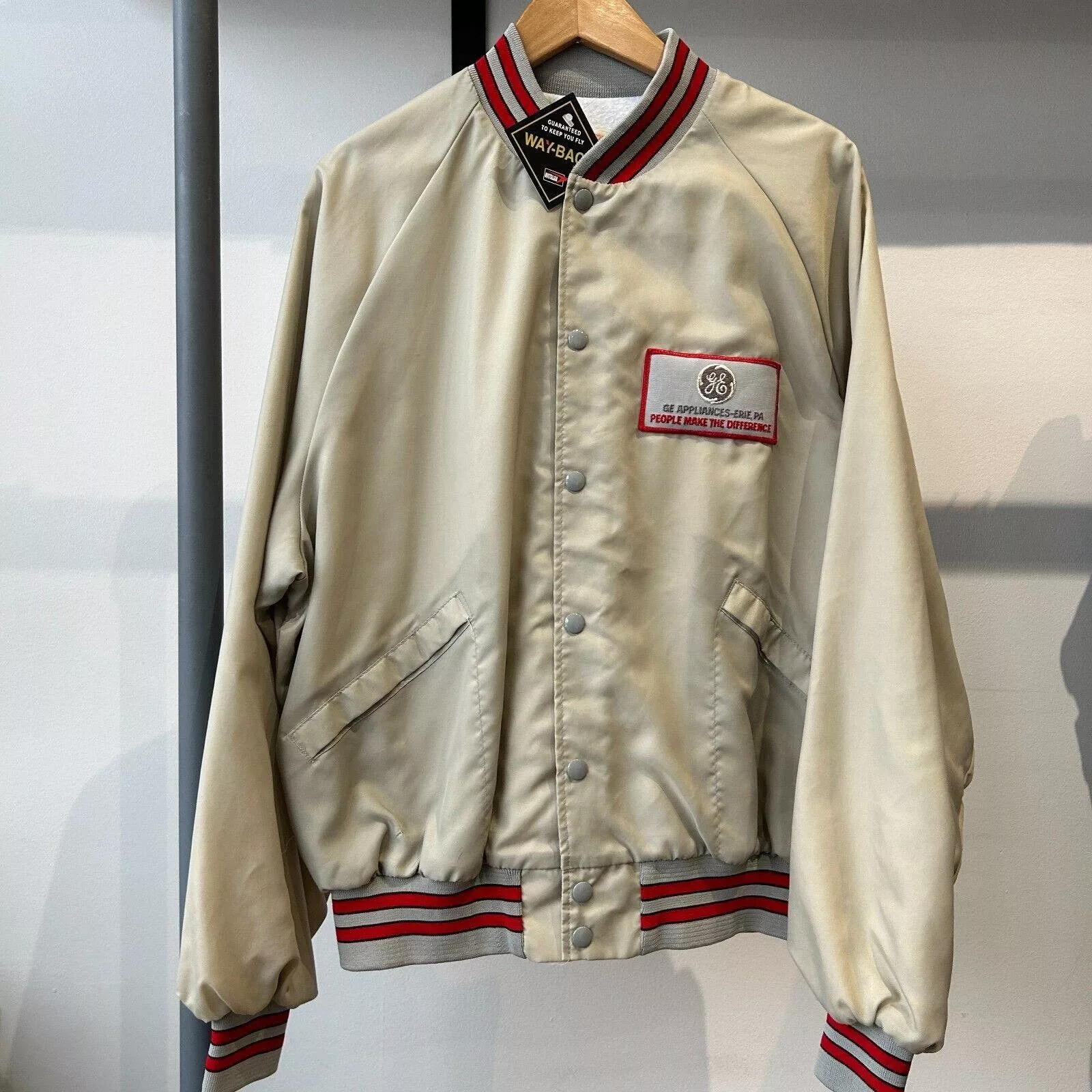 Vintage Light Jackets VINTAGE 80s | GE Appliances Bomber Jacket sz XL Adult Gray