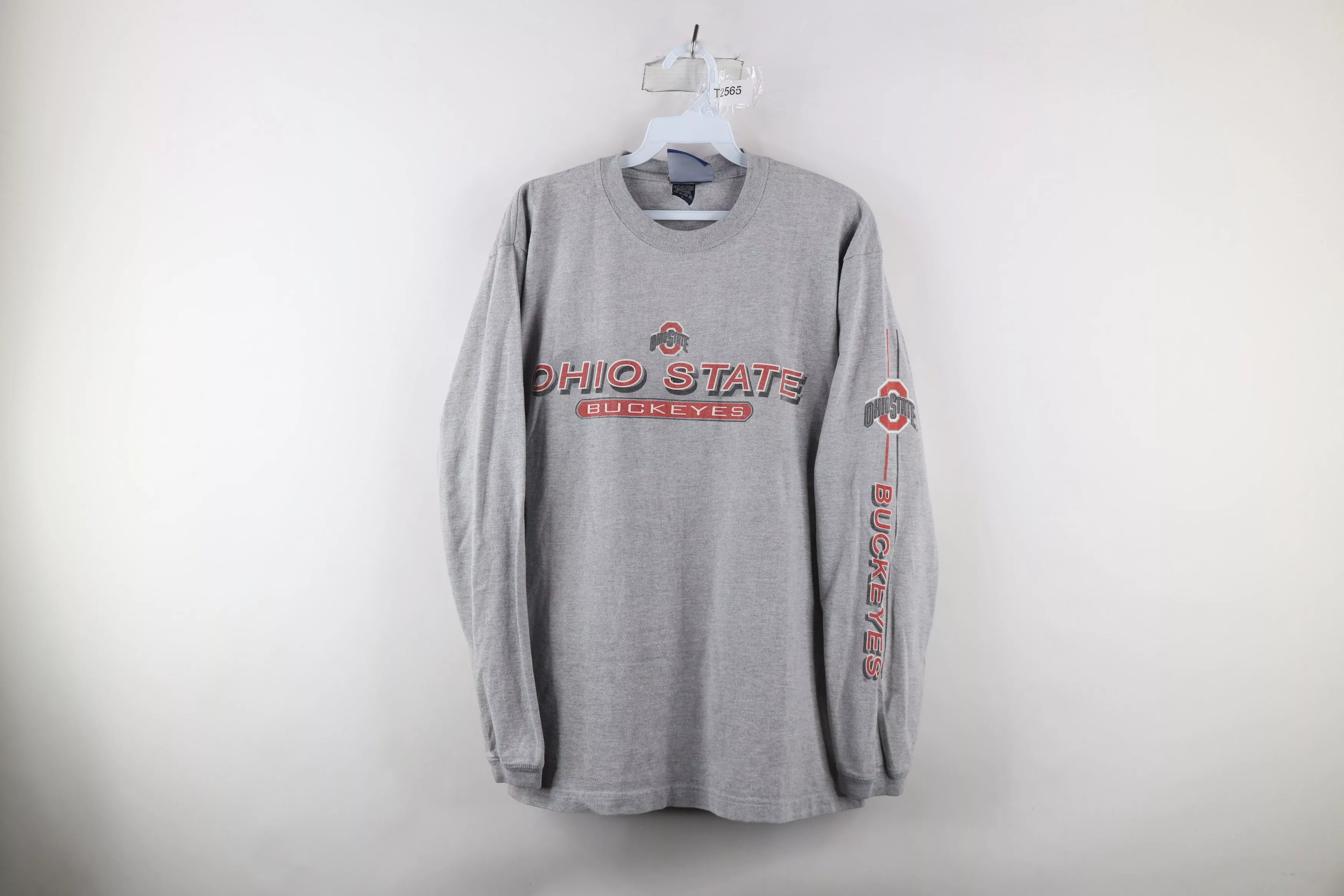 Vintage Long Sleeve T Shirts Vintage 90s Out Ohio State University Long Sleeve T-Shirt Gray