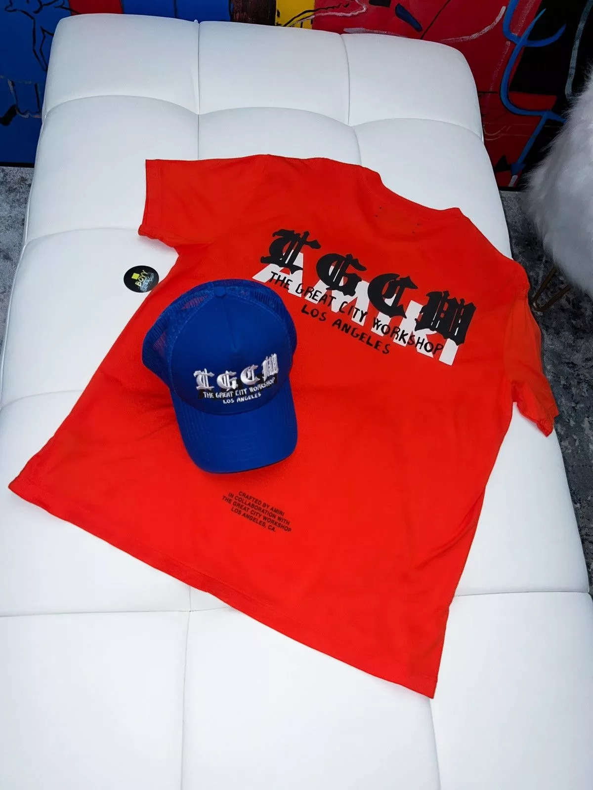 Amiri Short Sleeve T Shirts Amiri x tgwc hat and t shirt set Orange
