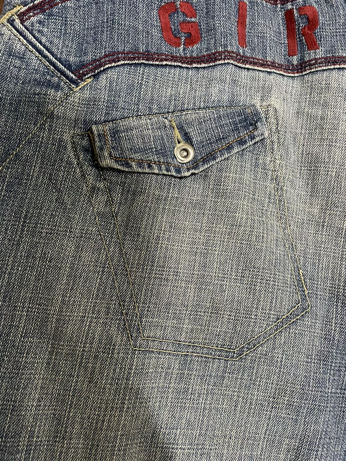 Marithe + Francois Girbaud Shorts Marithe + Francois Girbaud MFG Denim Shirt Embroidery Square Iconic Logo Pocket Blue