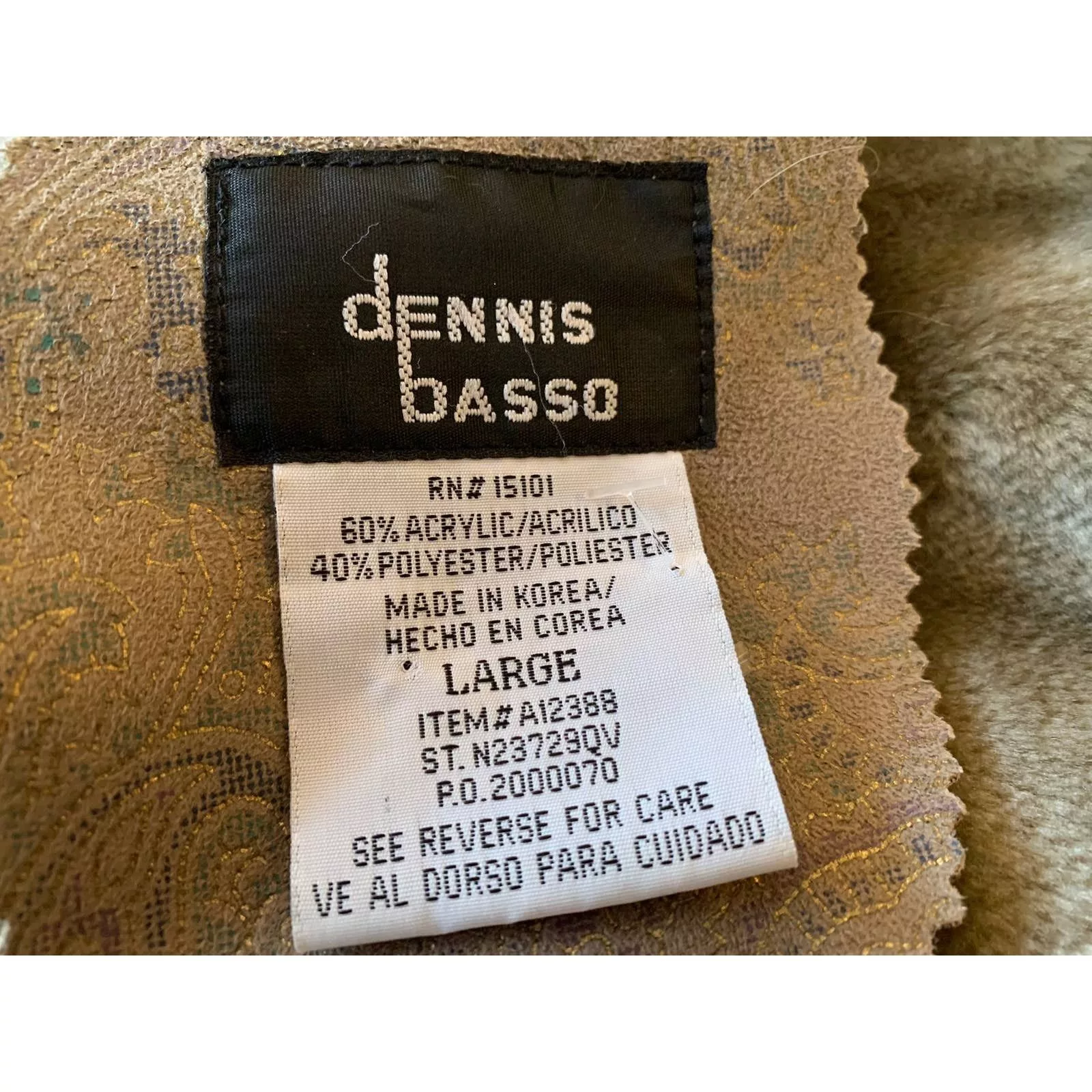 Other Coats Other Dennis Basso Large Coat Tan Patterned Hook Loop Closure NWOT Brown