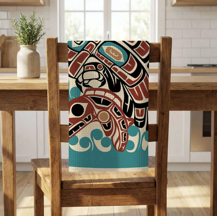 Eagle & Salmon Tea Towel