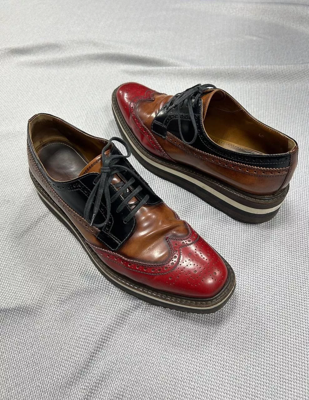 Prada Casual Leather Shoes Prada Platform Derby Shoes Red