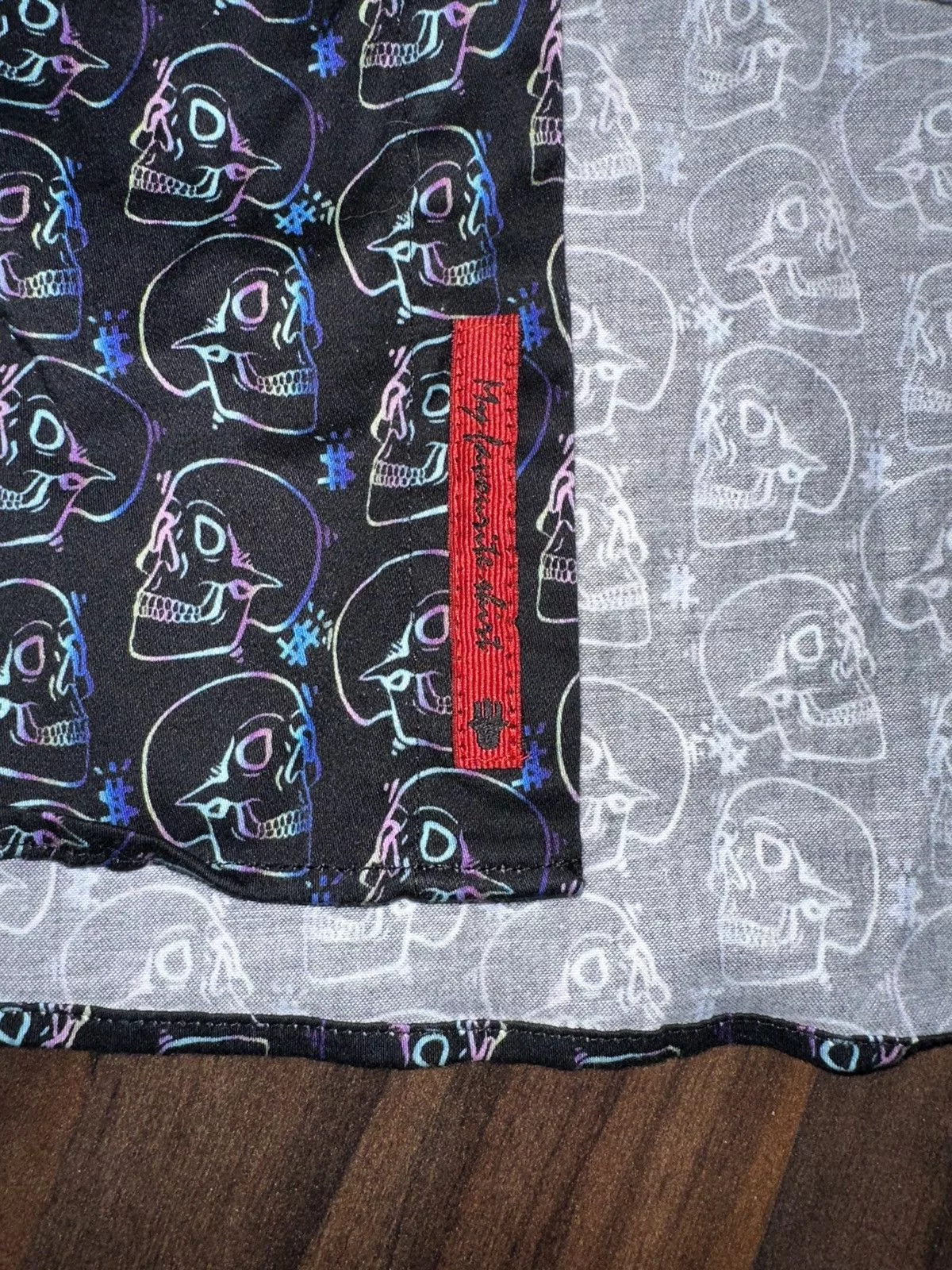 Luchiano Visconti Shirts Button Ups Luchiano Visconti Visconti Black Multicolor Skulls Long Sleeve Shirt XL READ