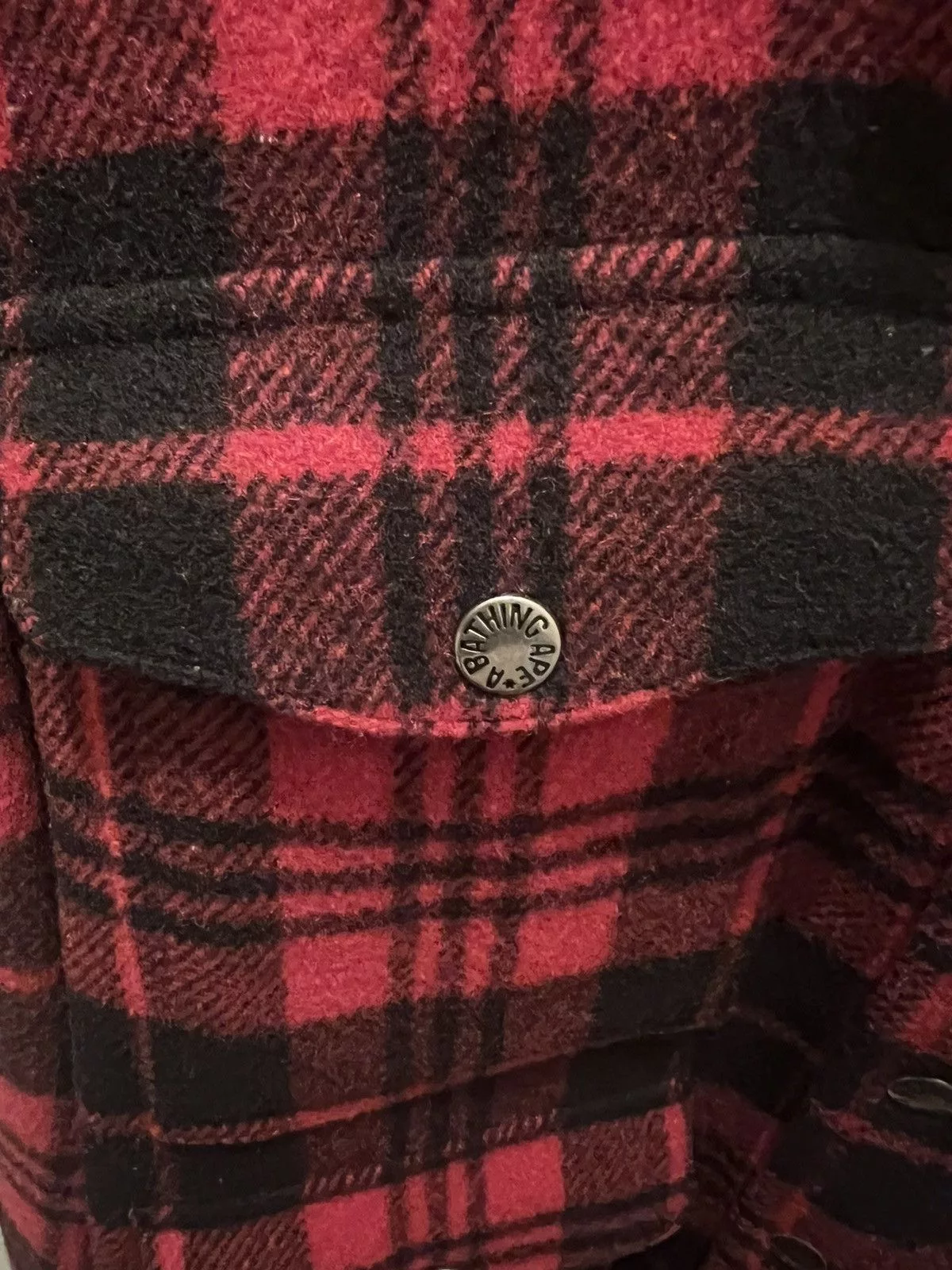 Bape Light Jackets Vintage Bape Lumberjack Flannel Red
