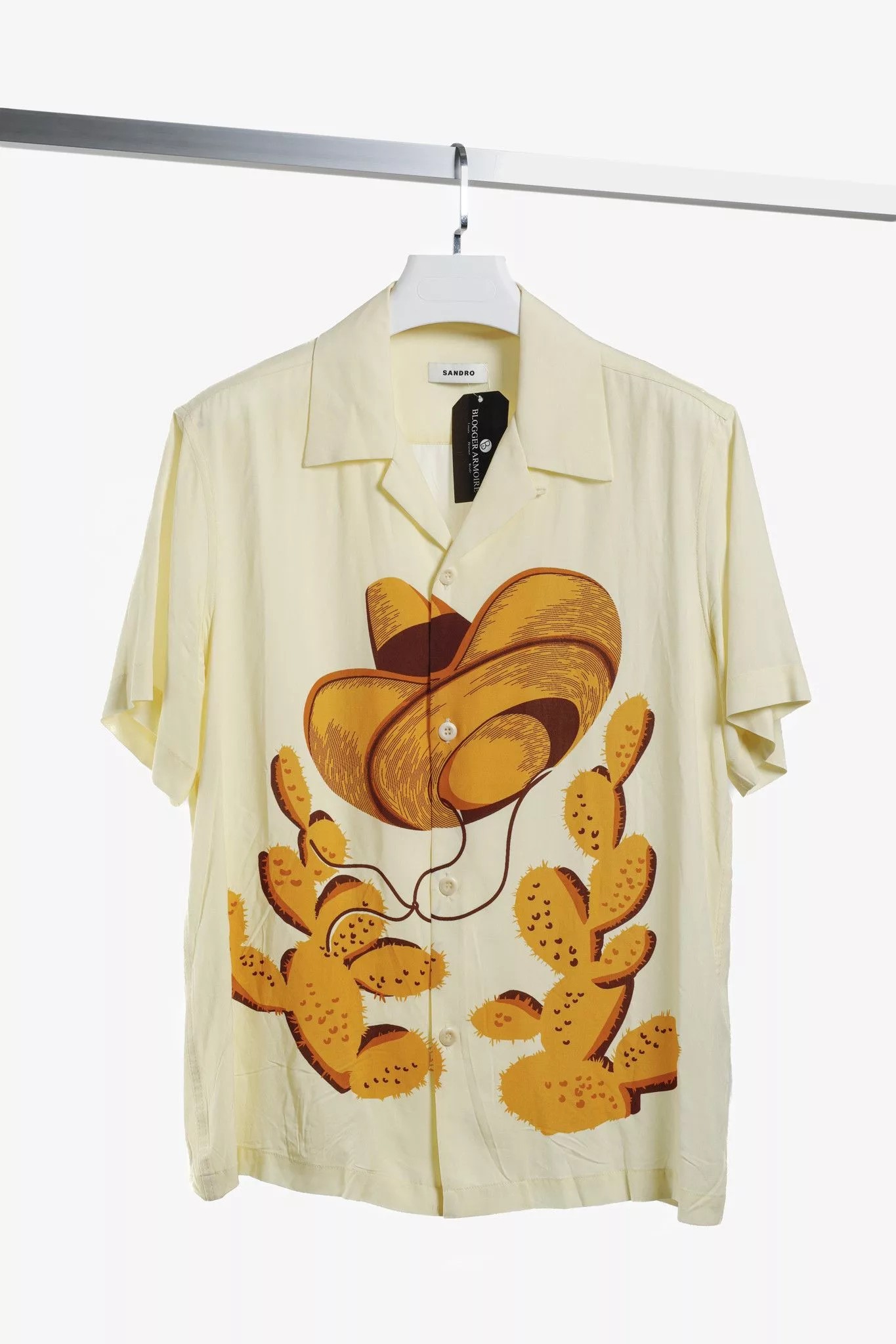 Sandro Button Ups Sandro 2022 Yellow Cactus Graphic Printed Shirt