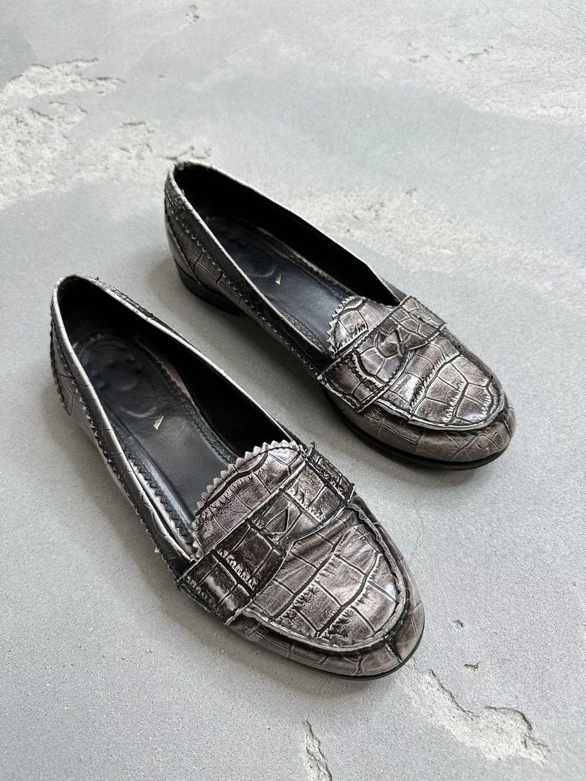 Prada Boots Prada Leather Loafers Italy Y2k Vintage High Quality Casual Gray