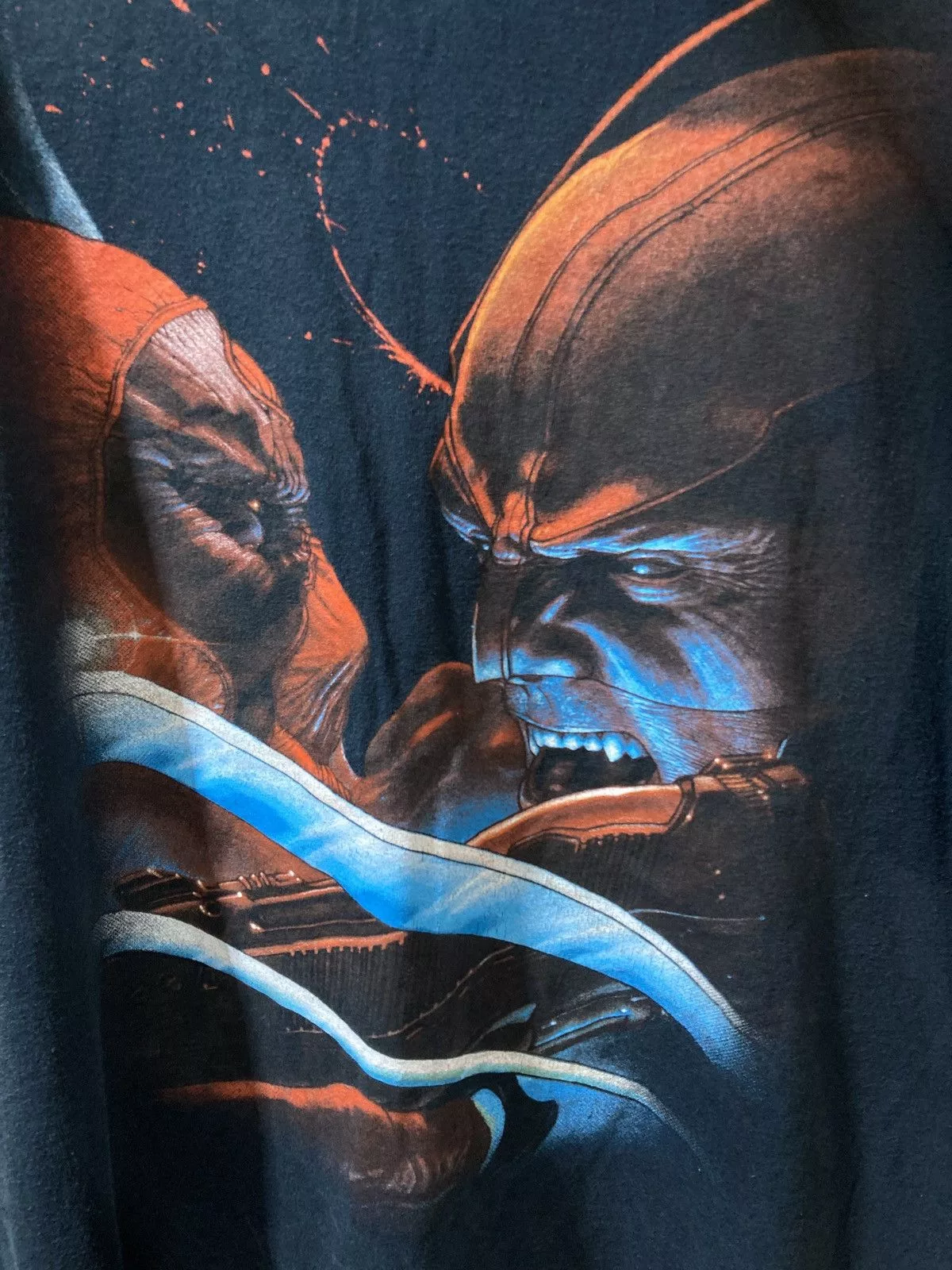 Marvel Comics Short Sleeve T Shirts Marvel Comics × Vintage Y2K Marvel Wolverine VS Deadpool tee Blue Streetwear