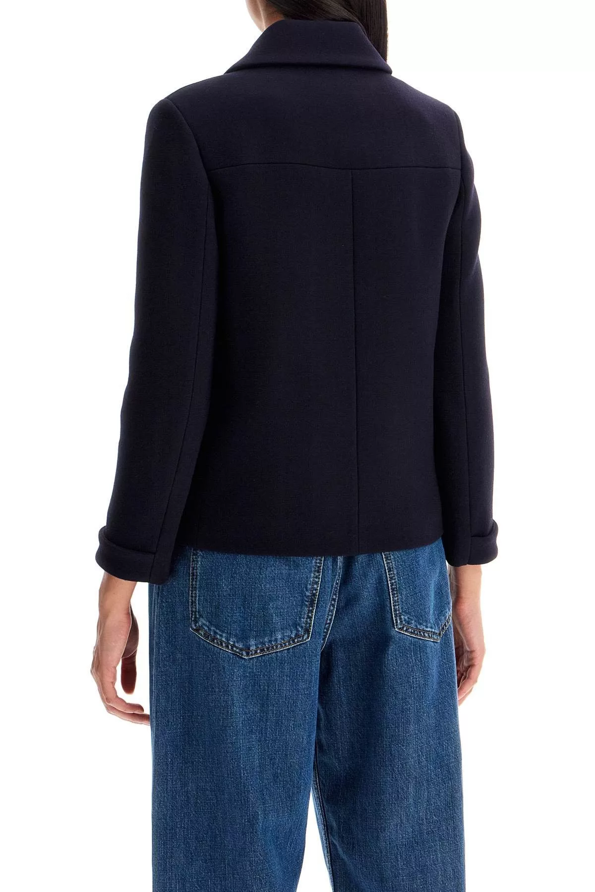 Valentino Coats VALENTINO GARAVANI 'Double Crepe Textured Cab Blue