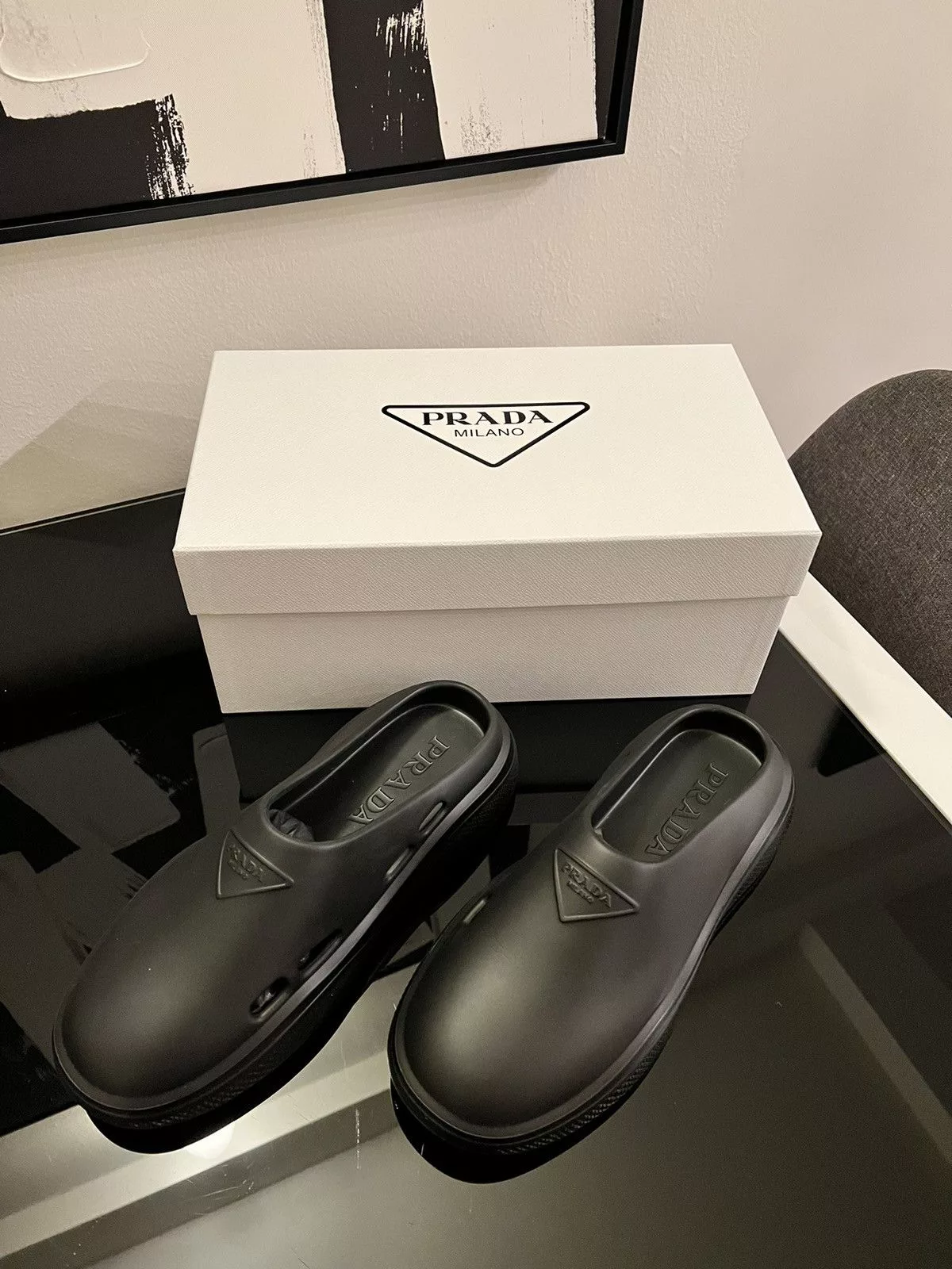Prada Slip Ons BNIB - Prada Foam Rubber Mules Black