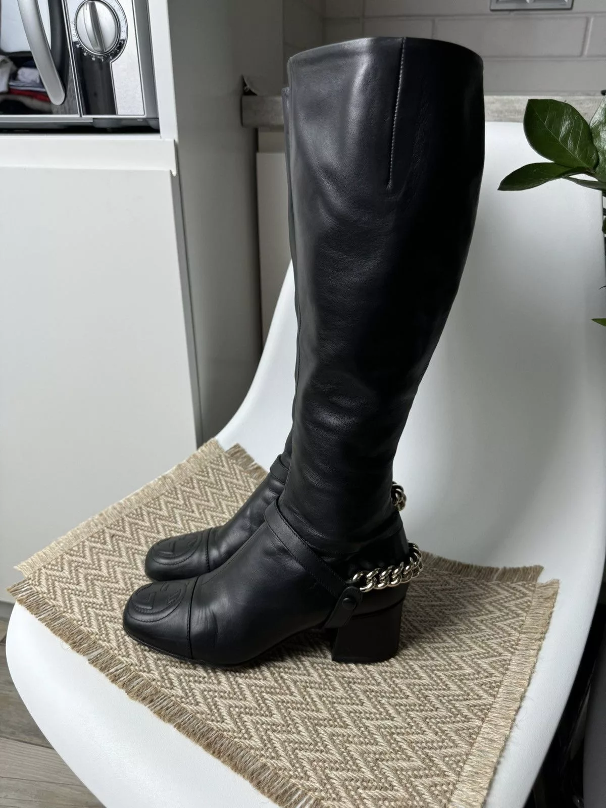 Gucci Boots Gucci × Vintage Gucci Women's Black Soho Leather Knee-High Tall Boots Avant-Garde