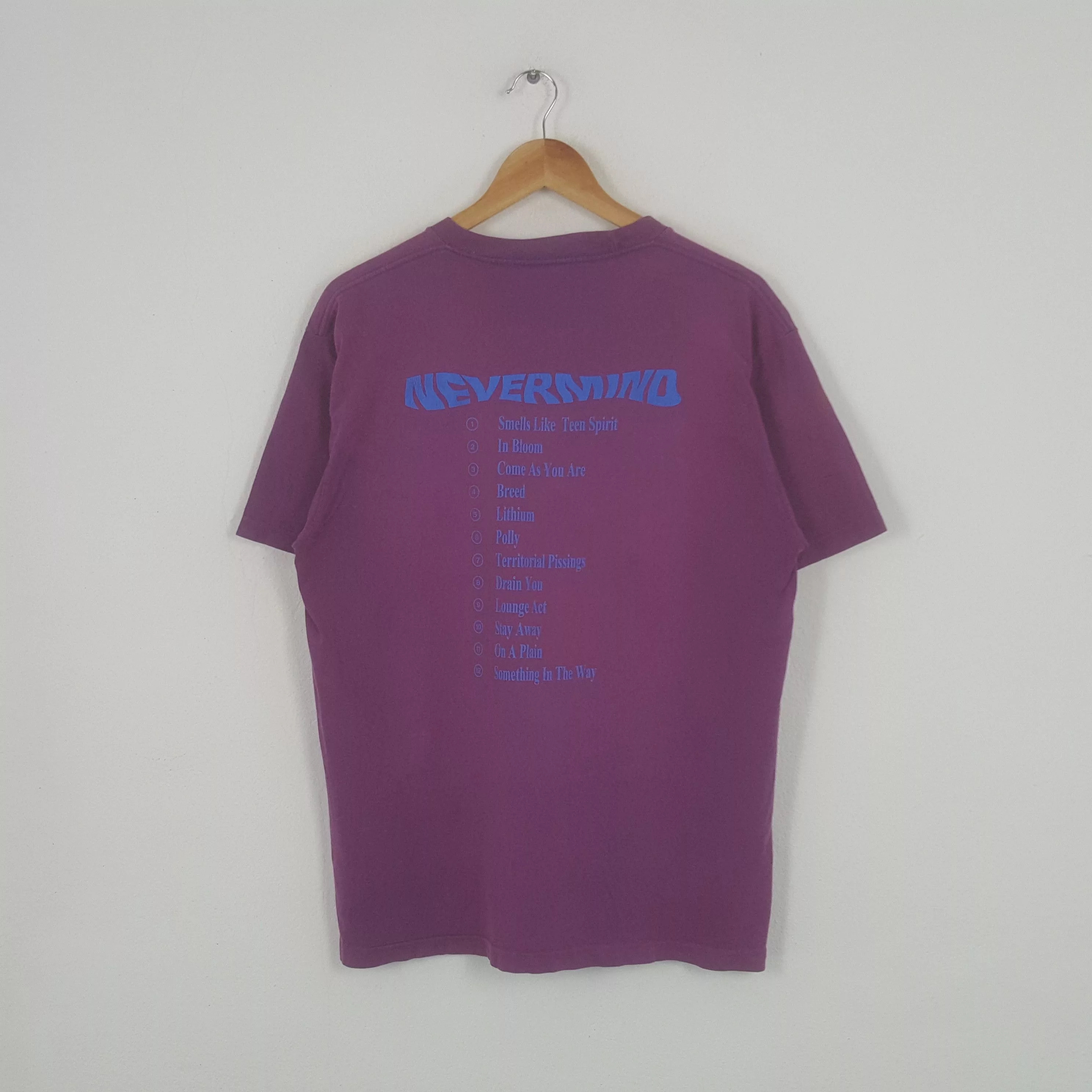 Nirvana Short Sleeve T Shirts Nirvana × Vintage Vintage Nirvana Nevermind American Grunge Band Tshirt Purple