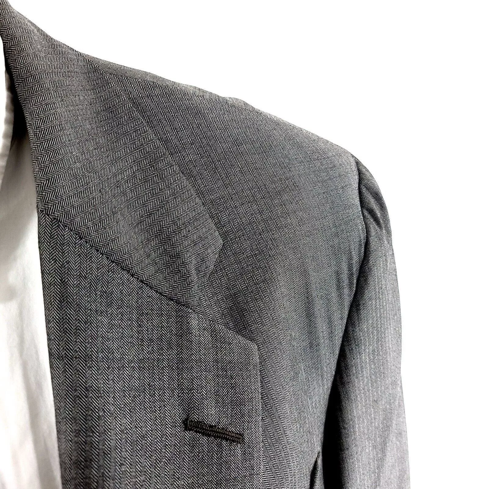 Hickey Freeman Blazers Hickey Freeman Neiman Marcus Wool 2 Button Gray Herringbone