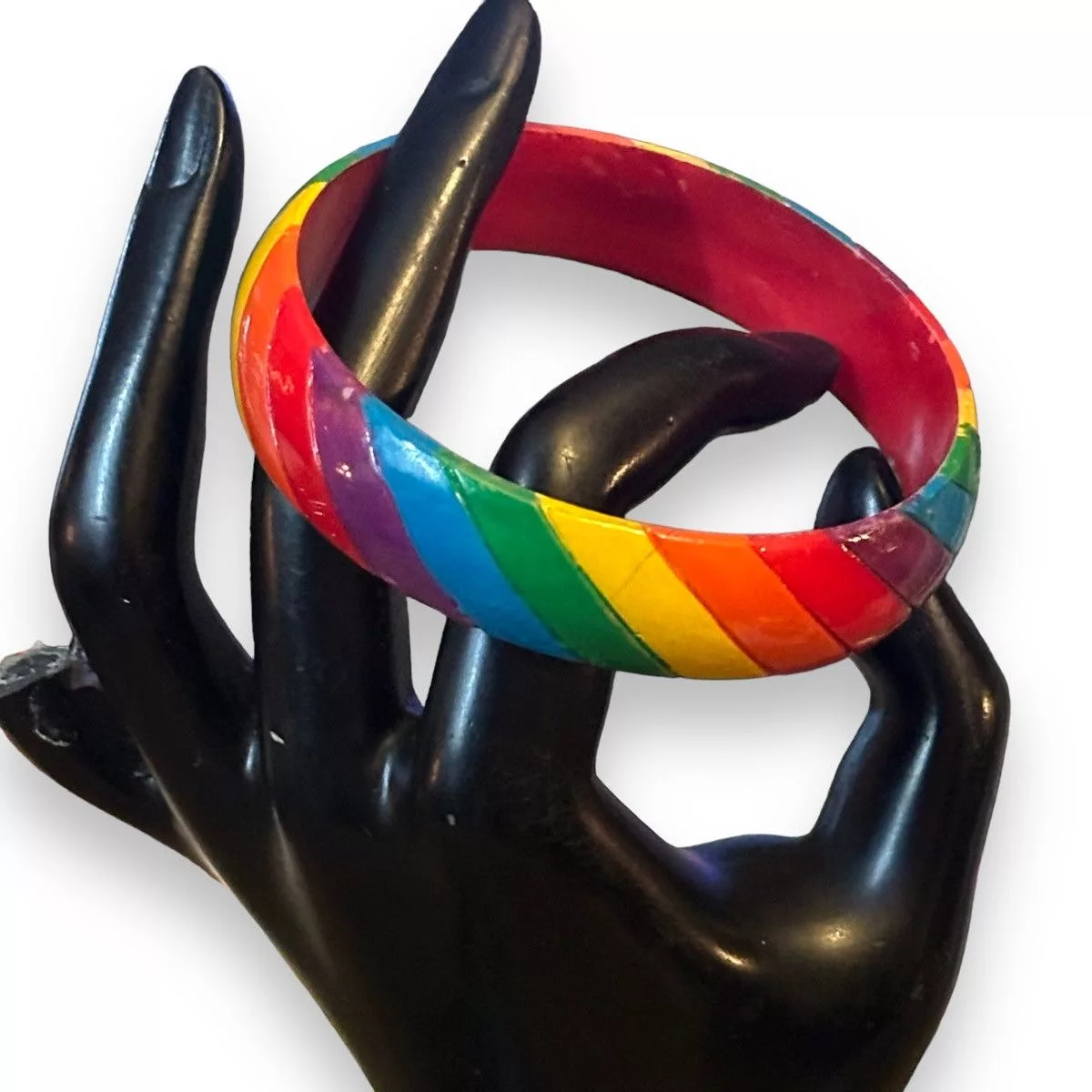 Vintage Bracelets Vintage wooden rainbow bangle bracelet Multi