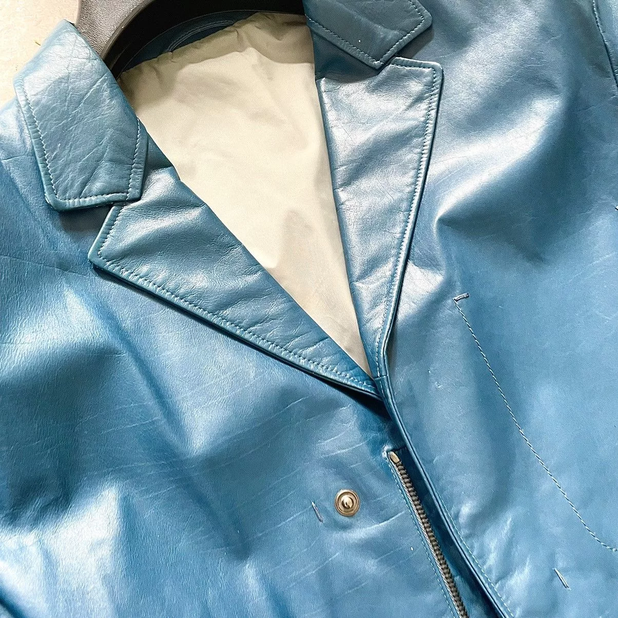 Jil Sander Leather Jackets Jil Sander Teal Leather Jacket Blue