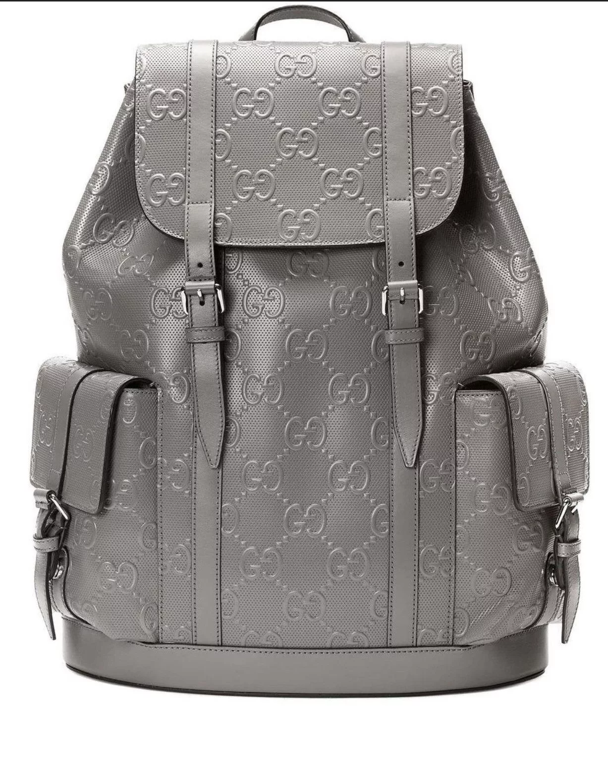 Gucci Bags Luggage 💥LIMITED💥Gucci GG Leather Logo Embossed Backpack Gray