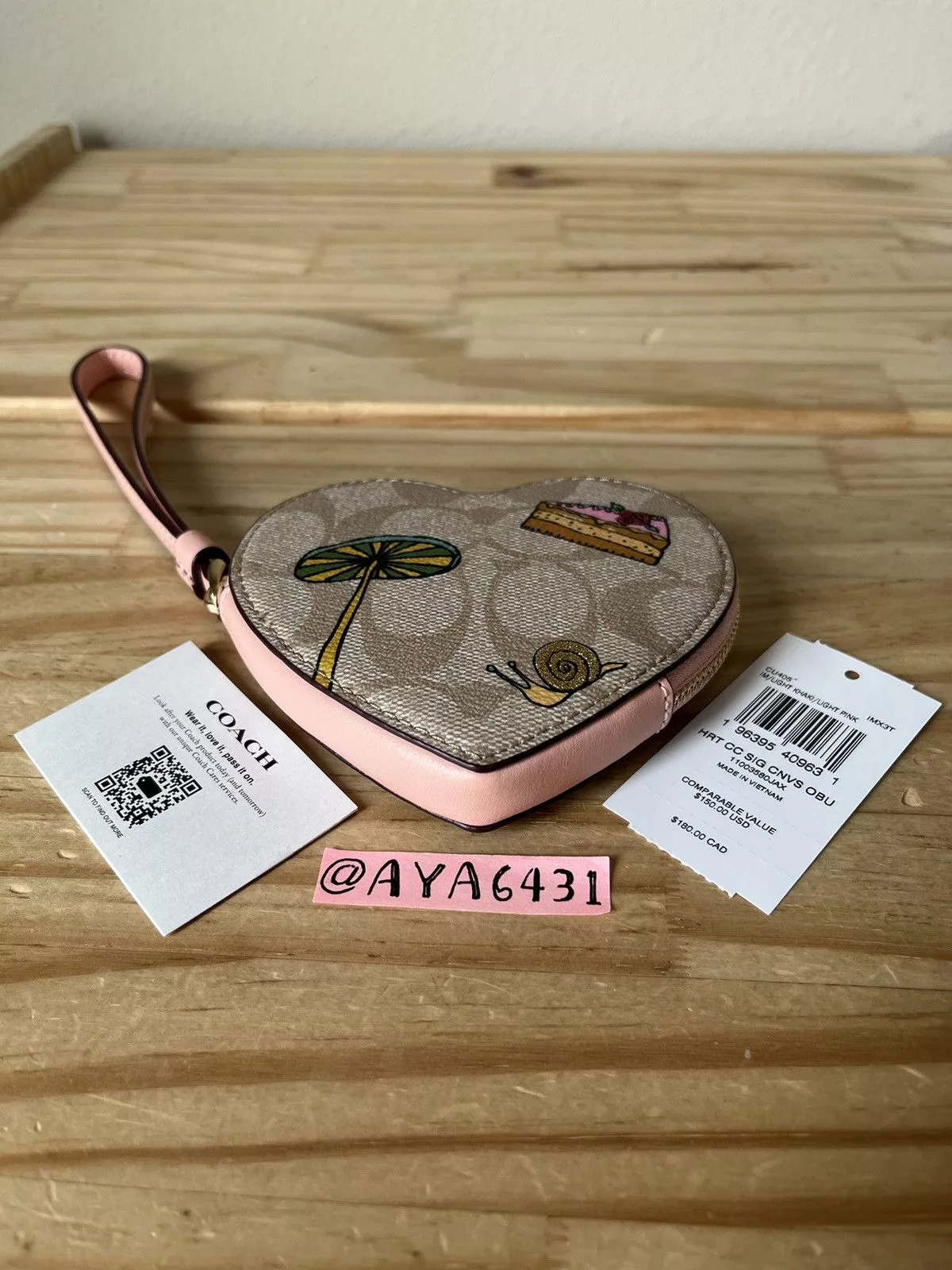 Coach Wallets Coach heart coin case Pink