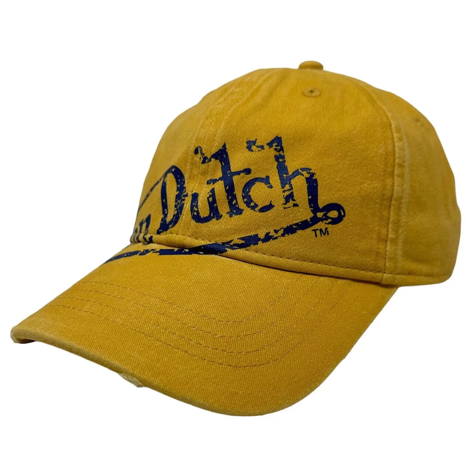 Von Dutch Hats Von Dutch Strapback Hat Washed Mustard Distressed Dad Cap Yellow