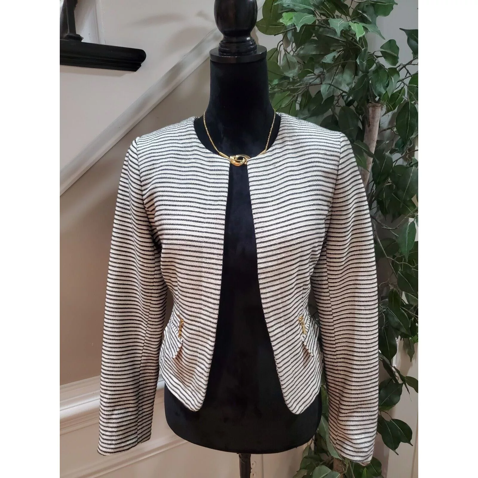 Other Blazers Other Katherine Barclay Striped Long Sleeve Open Front Jacket S Multi