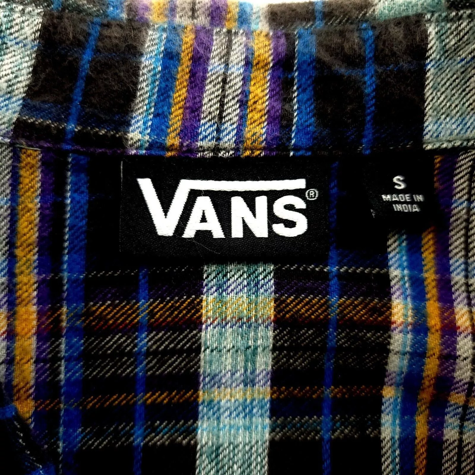 Vans Shirts Button Ups Vans Black Multi-Collared Plaid Flannel Small Collared Dress Blue