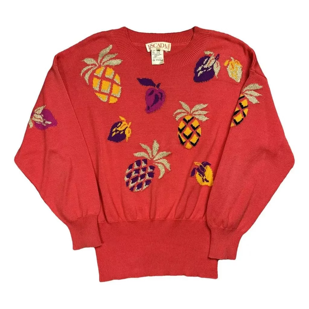 Escada Sweaters Escada Jumper Fruits Size: 42 fit L Red