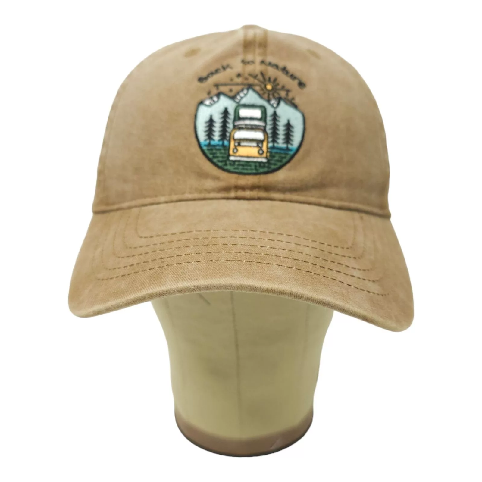 Other Hats Other Back To Nature Embroidered RV Van Adjustable Tuck Strap Cap Beige