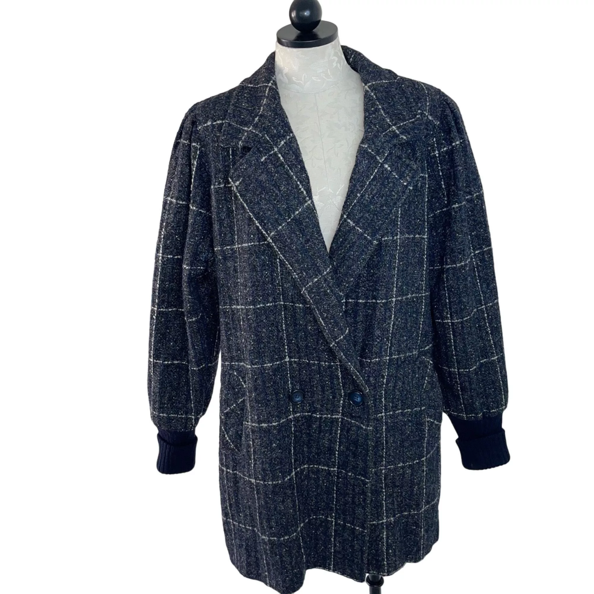 Vintage Coats Saril Ltd Vintage Womens Coat Size Large Gray Plaid Pockets Multi