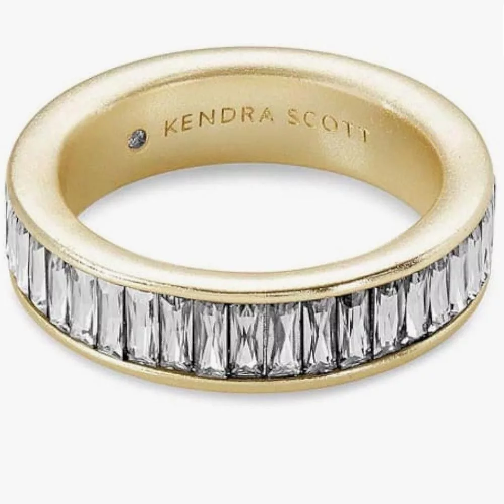Kendra Scott Rings Kendra Scott Jack Band Ring Gold Clear Nano Crystal Size 7
