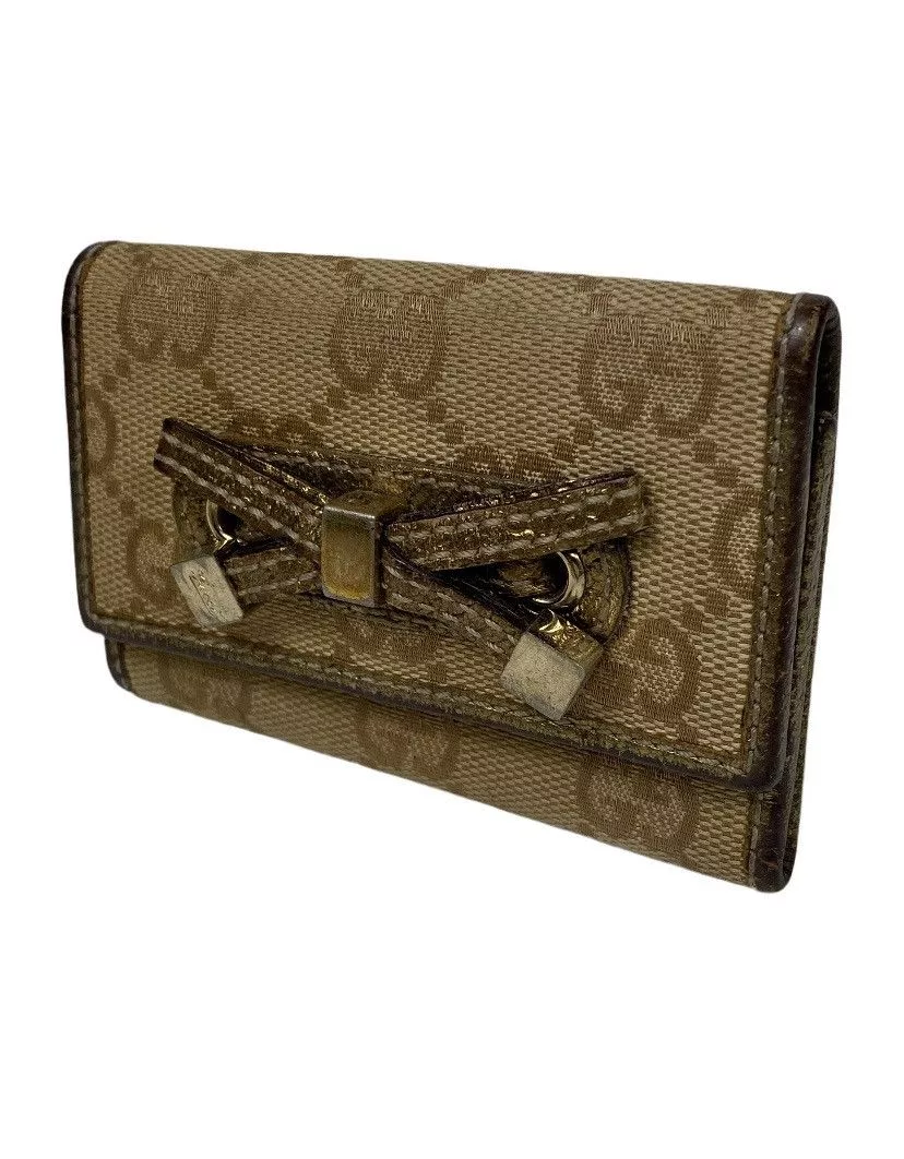 Gucci Wallets Gucci GG Monogram Key Holder Brown