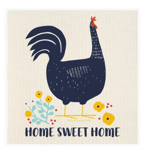 Home Sweet Home Rooster Swedish Dishcloth