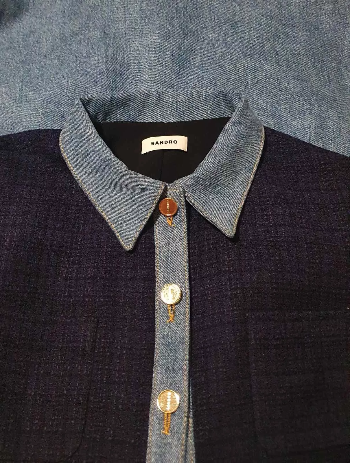 Sandro Midi Dresses Sandro Denim Tweed Dress Blue