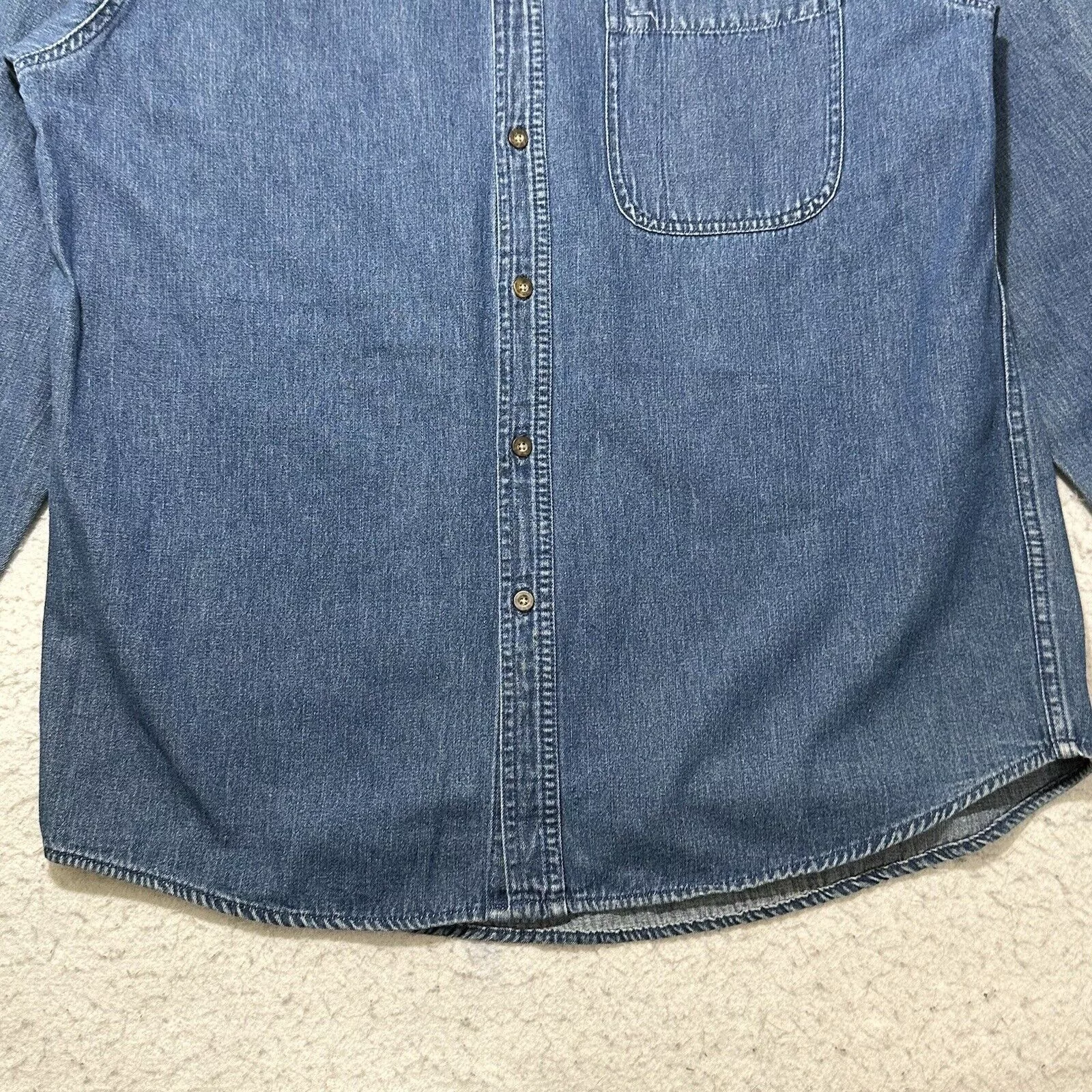 Faded Glory Shirts Button Ups Faded Glory Medium Denim Button Down Pocket Shirt Blue Jean