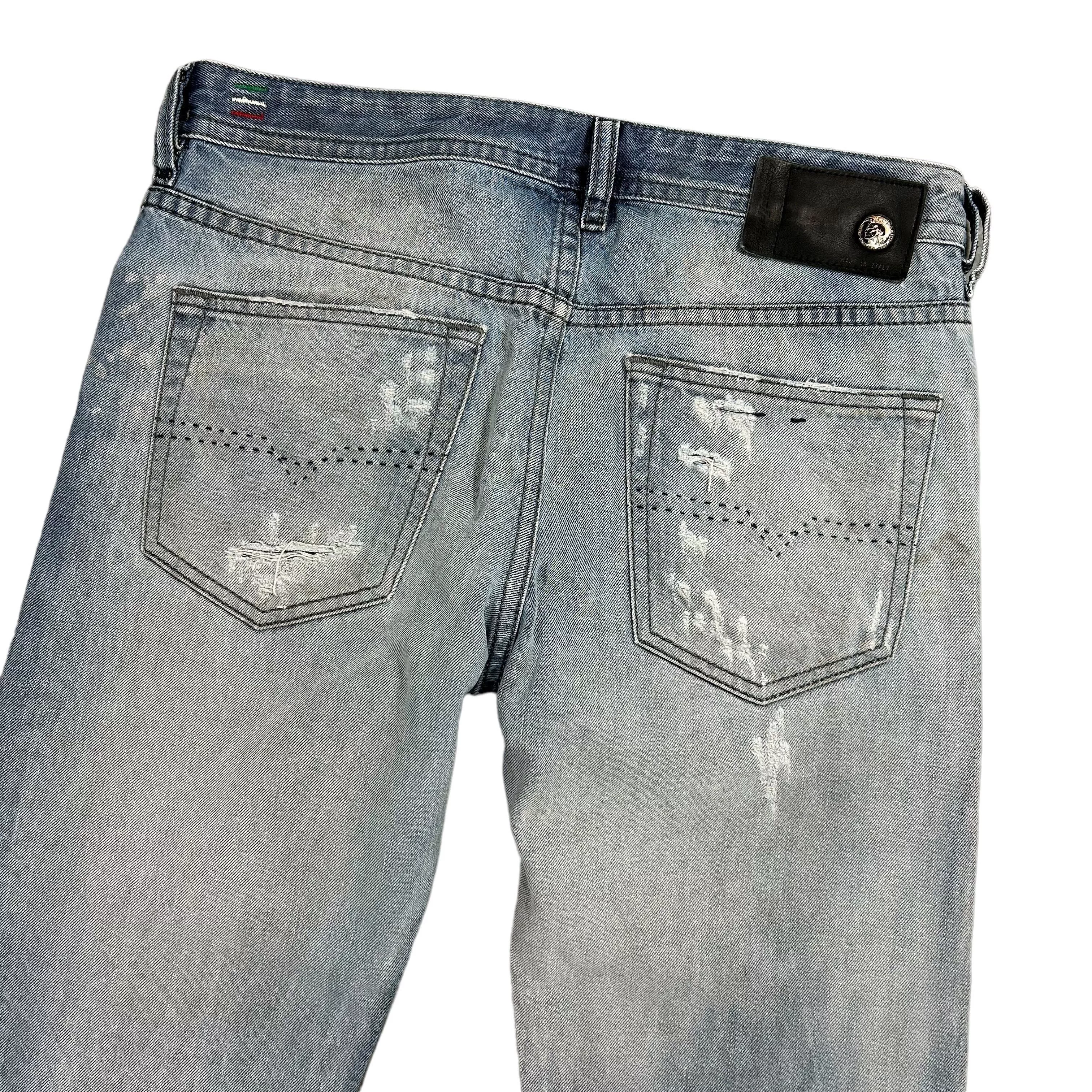 Diesel Denim Diesel Buster Regular Tapered Blue Distressed Denim W30L32