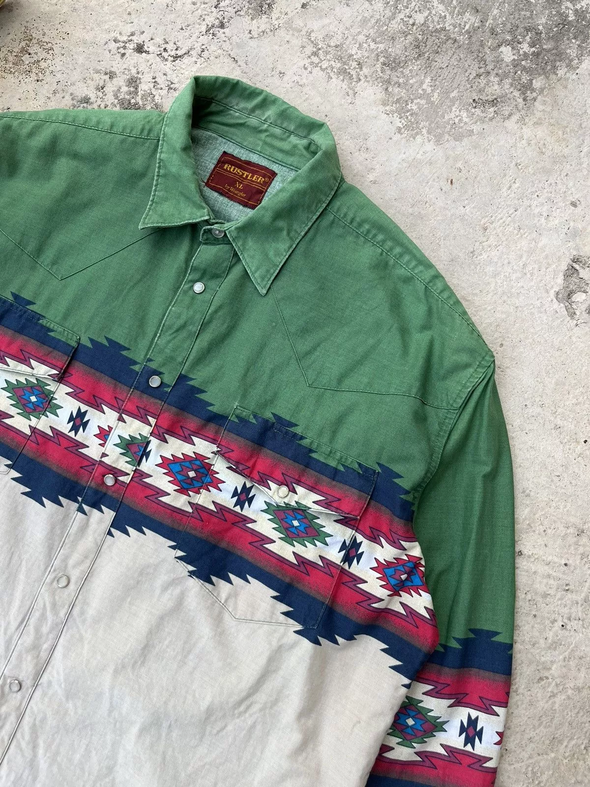 Rustler Shirts Button Ups Rustler × Vintage × Wrangler Vintage 1980s Rustler by Wrangler Shirts Green