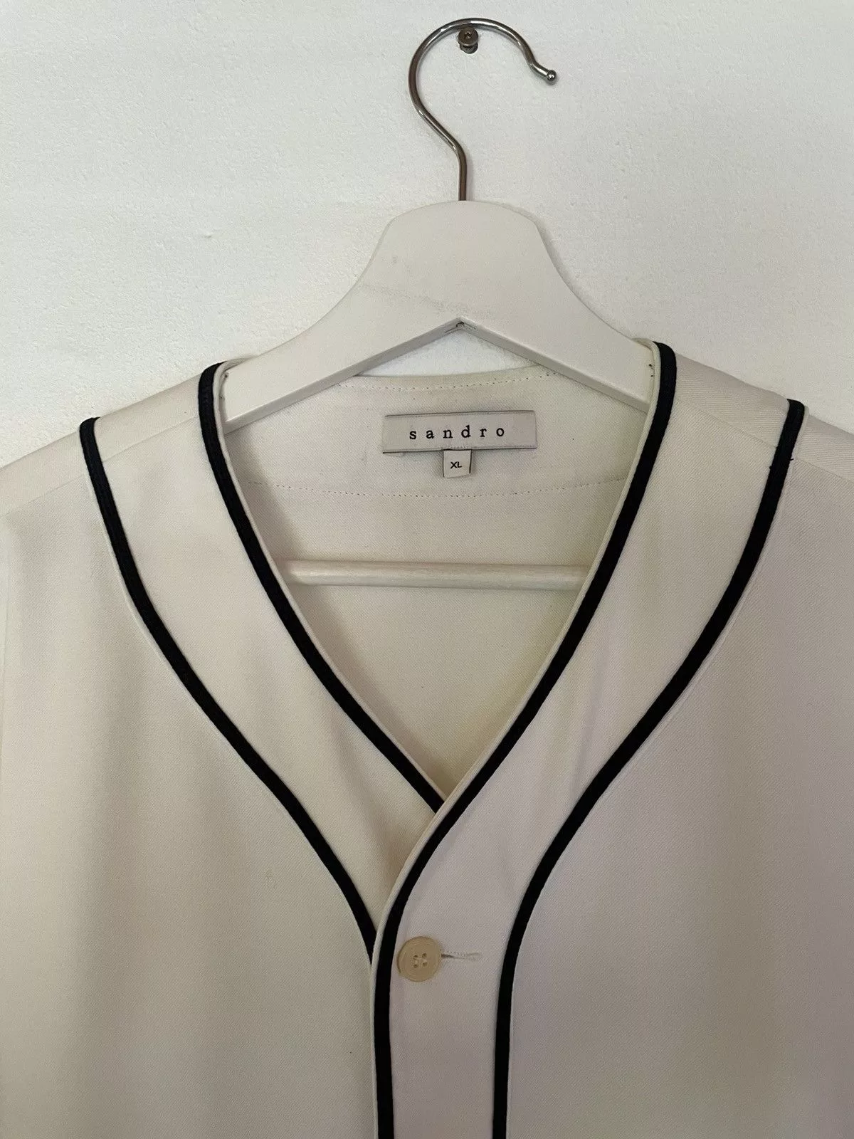 Sandro Shirts Button Ups Sandro Baseball Jersey White