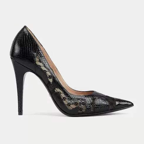 Gucci Miscellaneous Gucci GG Python Print Leather Pumps SIZE 36.5 Black