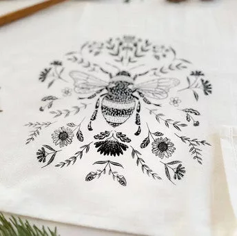 Charcoal Bee Tea Towel