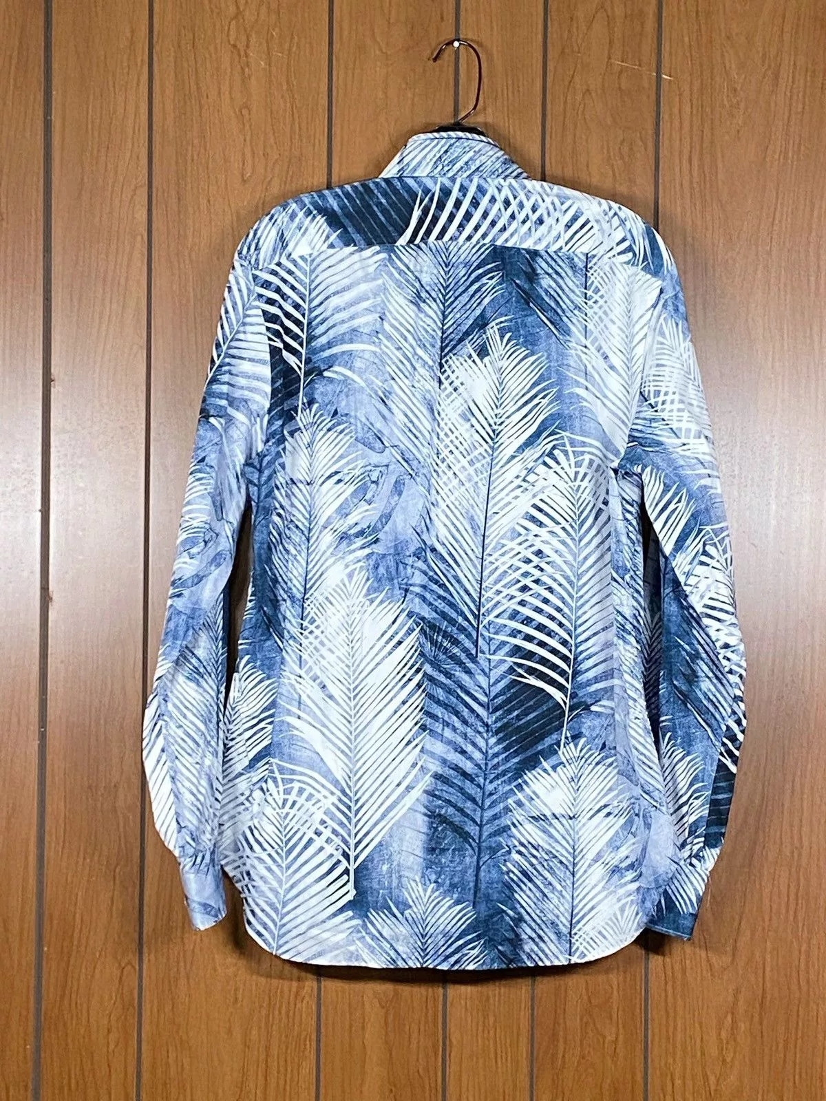 Kiton Shirts Button Ups Kiton Palm Tree Print Button-Up Shirt size 39/15.5 Blue