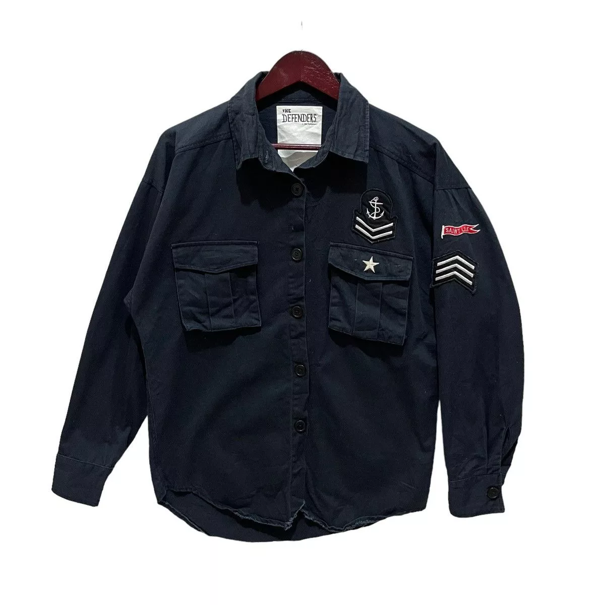 One Teaspoon Light Jackets One Teaspoon × Vintage The Defenders by Oneteaspoon Patches Button Jacket Blue