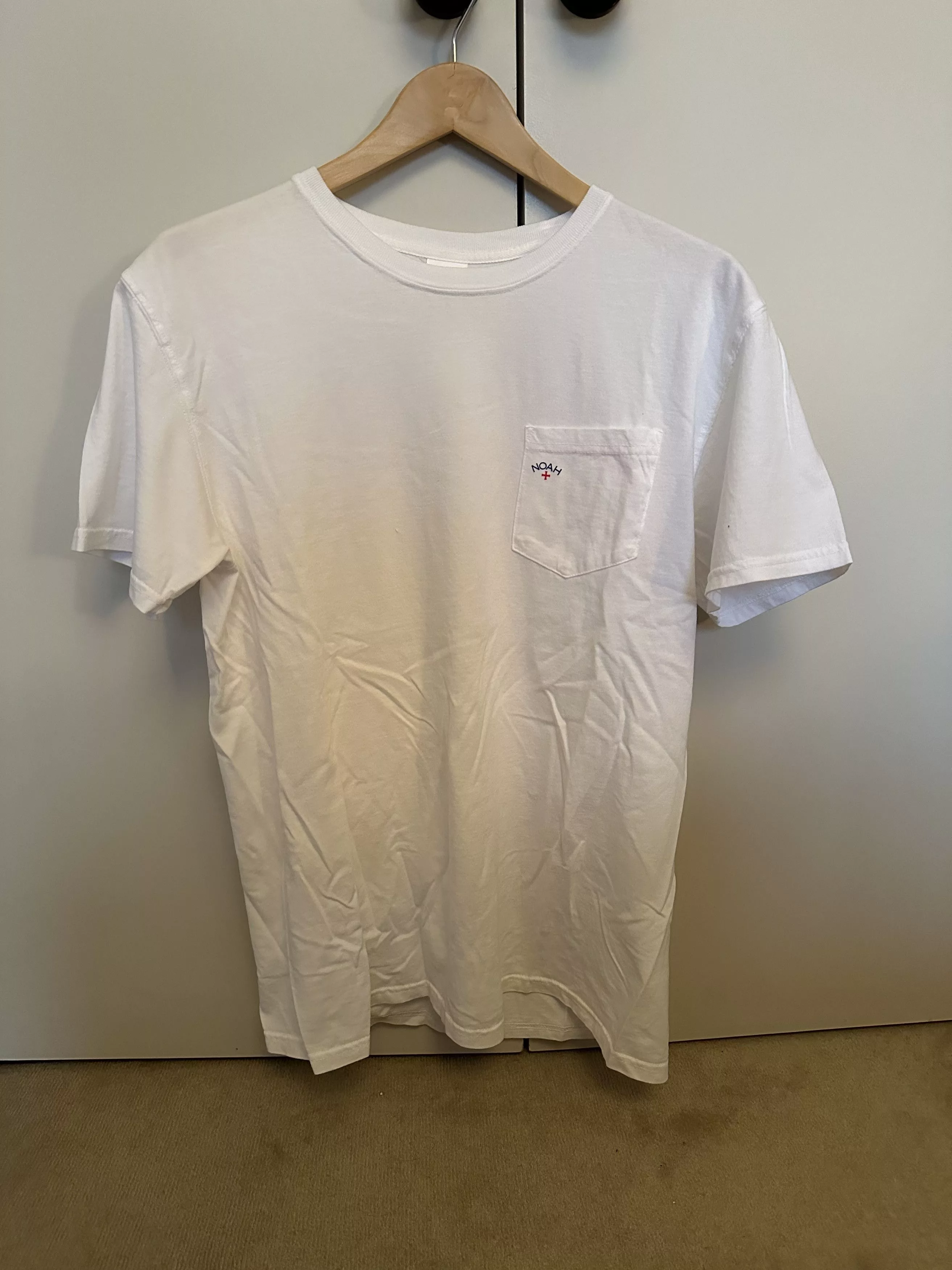 Noah Short Sleeve T Shirts Noah Plain White Pocket Logo T