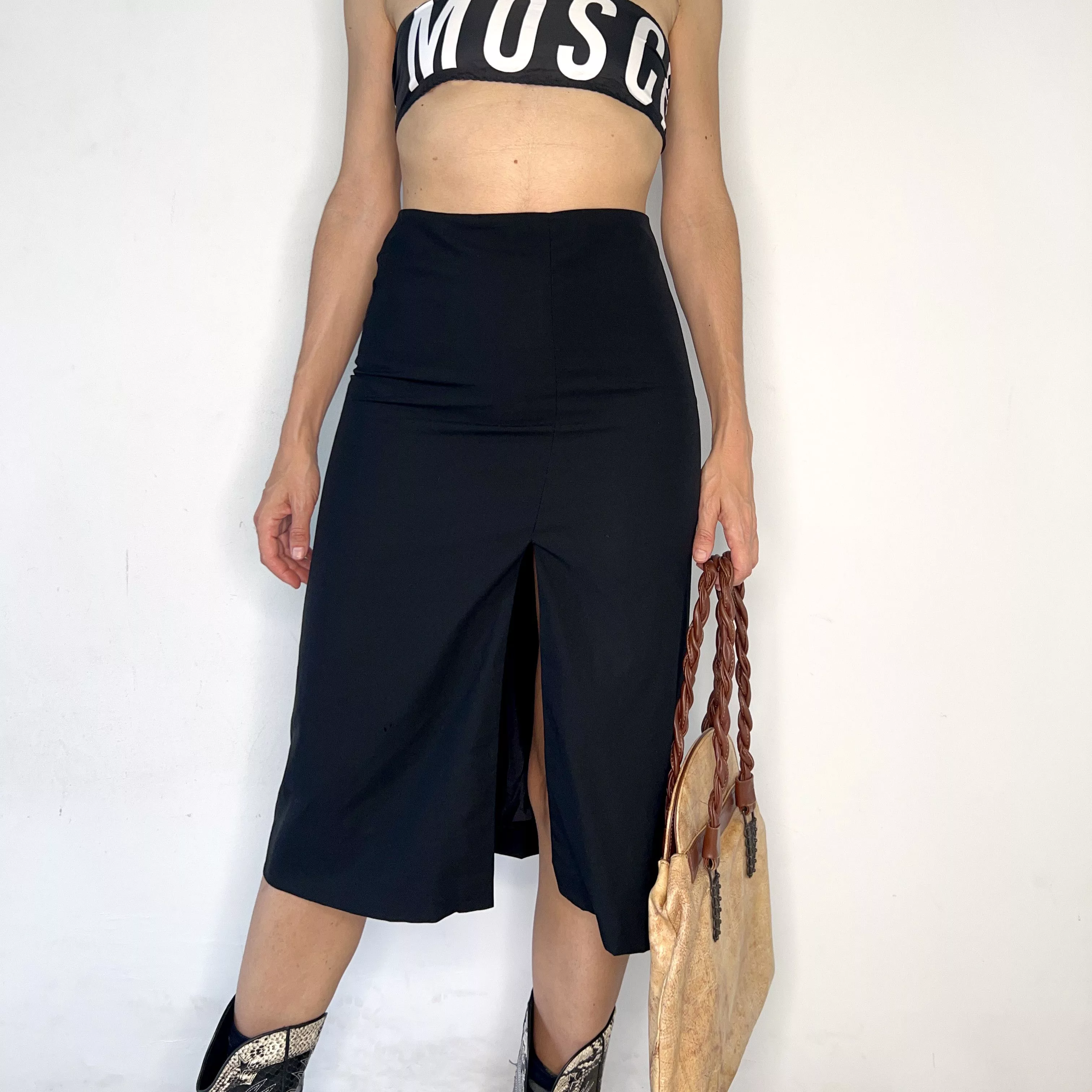 Jil Sander Midi Skirts Jil Sander black pencil high waisted slit skirt
