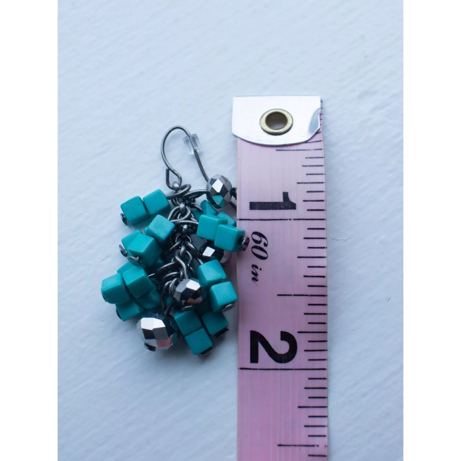 Vintage Earrings Vintage Turquoise Cluster Earrings Dangly circa Mid-2000s Blue