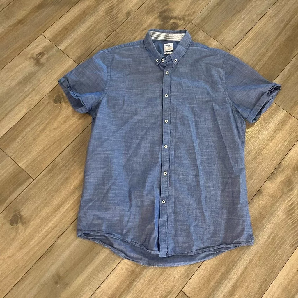 Zara Shirts Button Ups Zara Light Blue Casual Buttonup Shirt Men XL Bin K-46