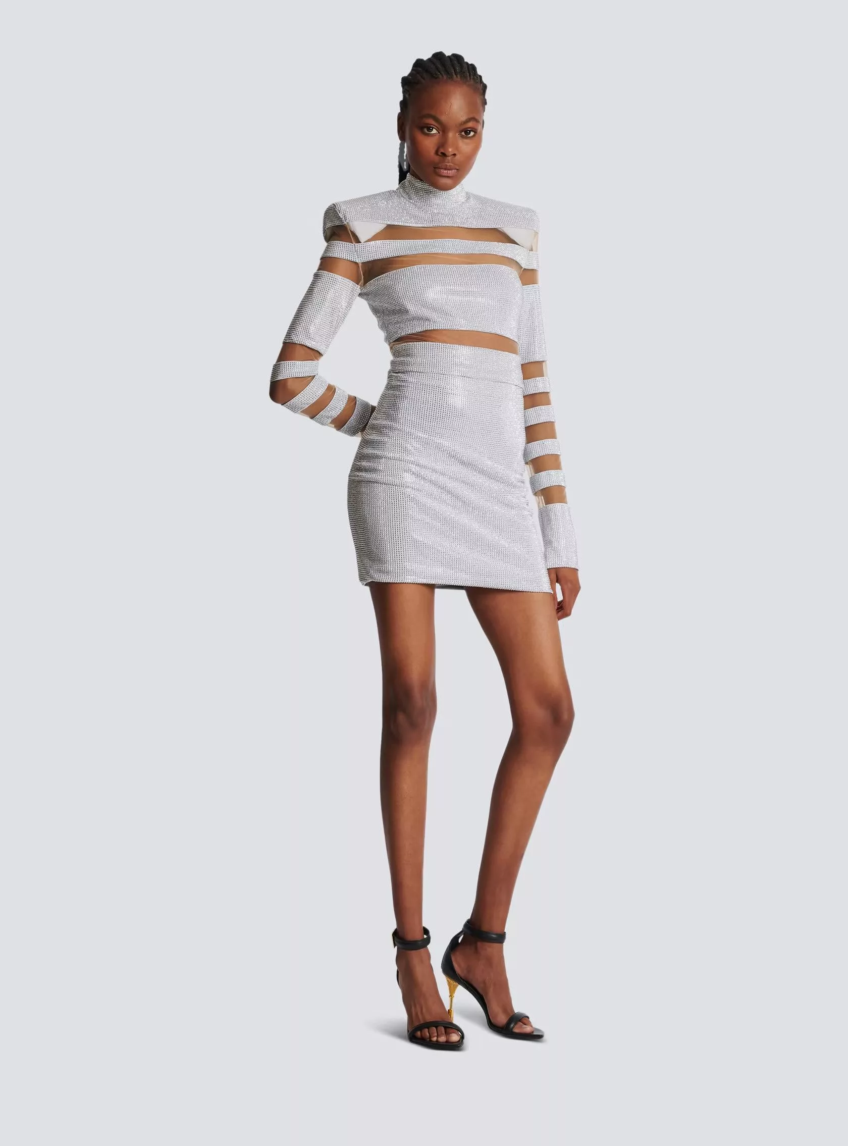 Balmain Crop Tops Balmain o1s1rm0624 Crop Top in Silver