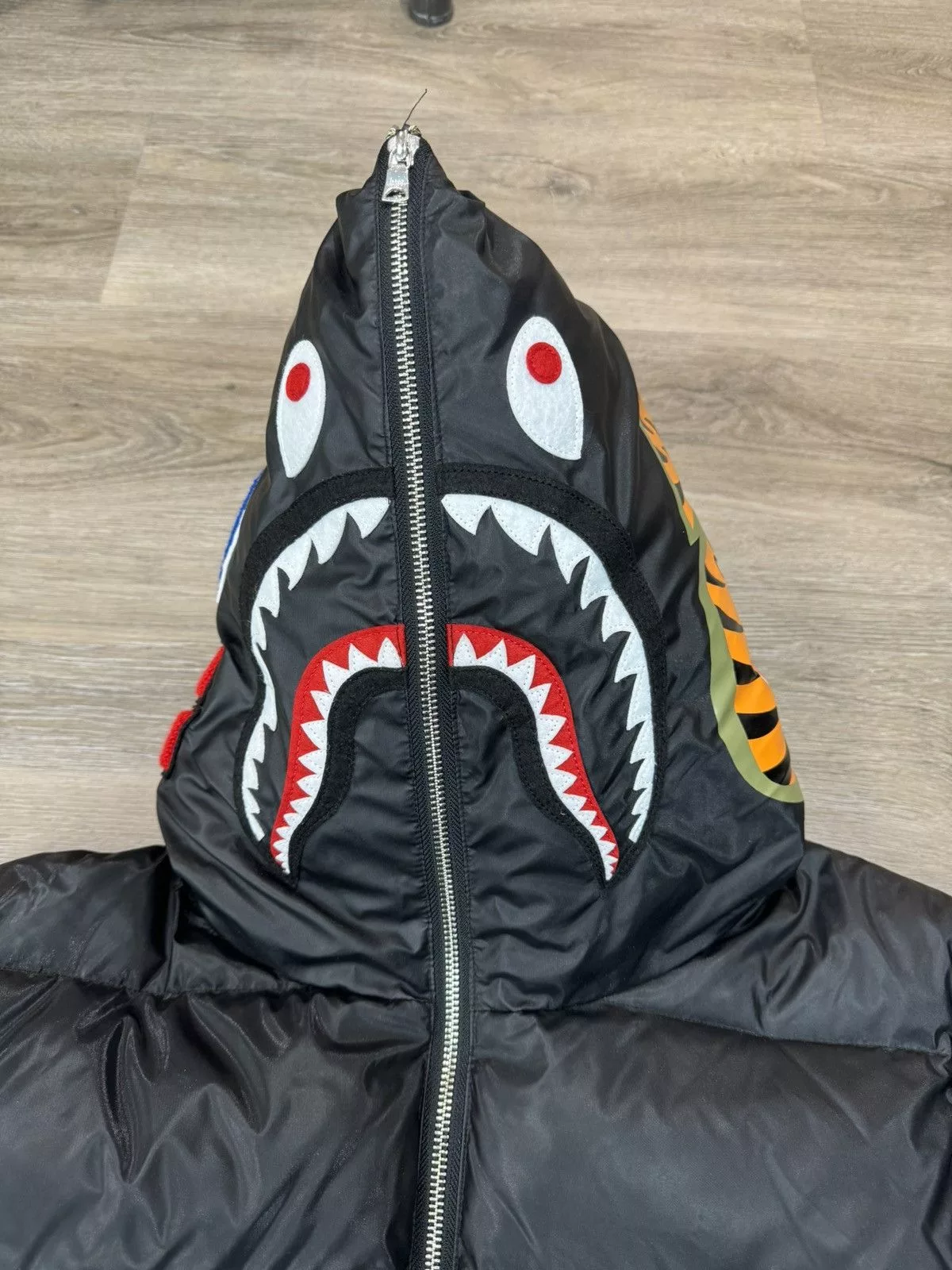Bape Light Jackets BAPE Shark Puffer Jacket Full Zip Black