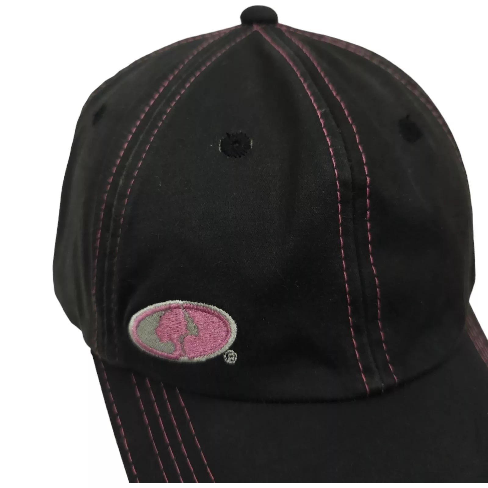 Signatures Hats Signatures Mossy Oak Black Pink Distressed Tuck Strap Adjustable Cap